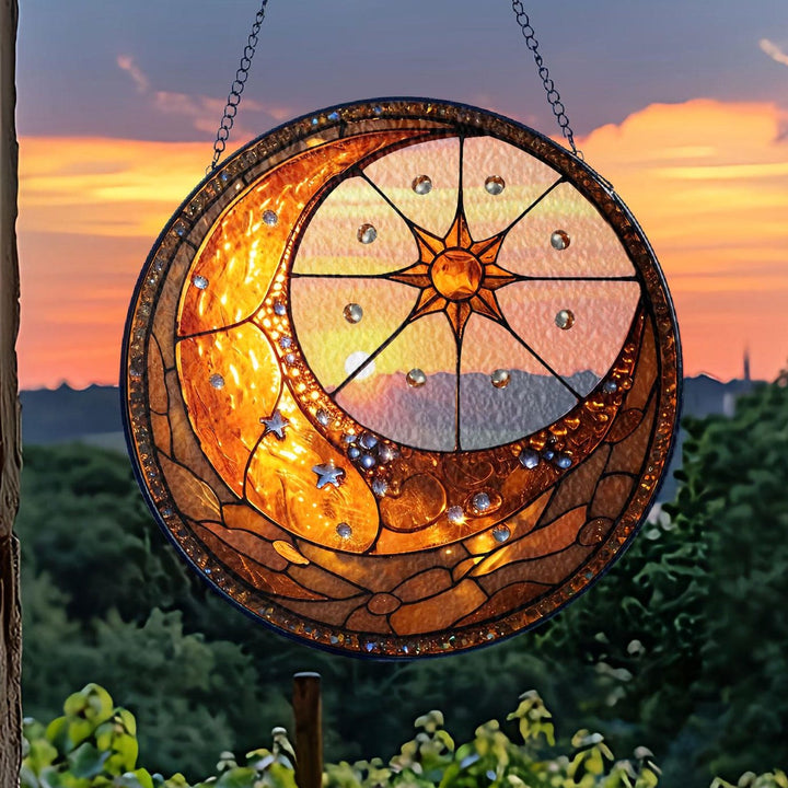 Attrape-soleil en vitrail Olivenorma Lune et Soleil Célestes - 30 cm - image 0