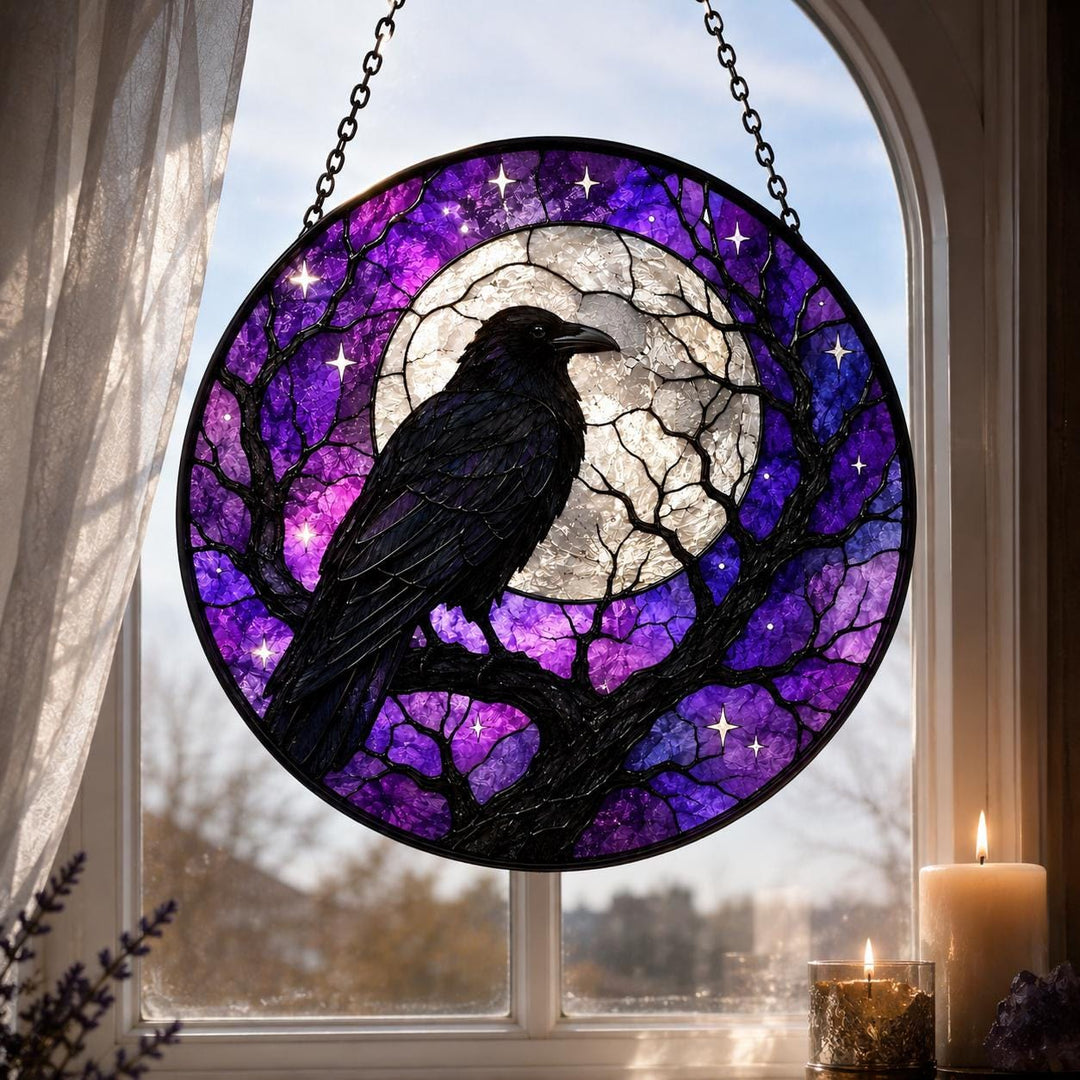 Attrape-soleil en vitrail Olivenorma Raven Moon - 30 cm - image 0