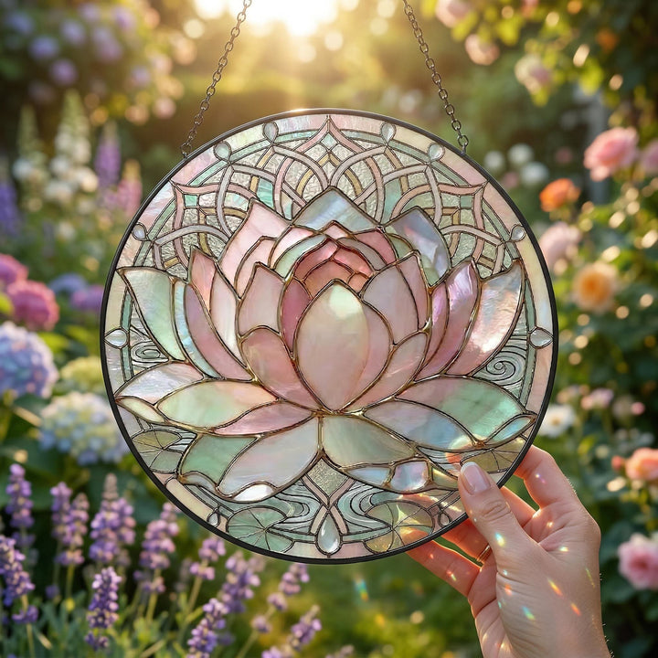 Attrape-soleil en vitrail Fleur de lotus Olivenorma - 30 cm - image 0