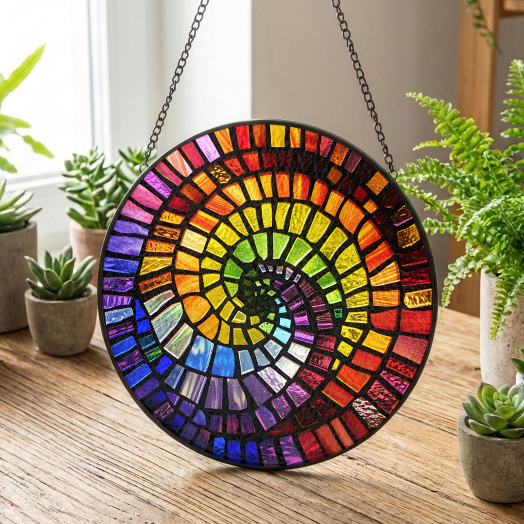 Attrape-soleil en vitrail Olivenorma Abstrait Coquillage Arc-en-ciel - 30 cm - image 0