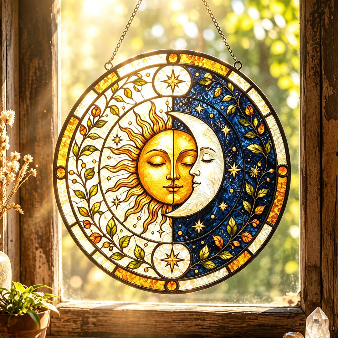 Attrape-soleil en vitrail Soleil et Lune Olivenorma - image 1