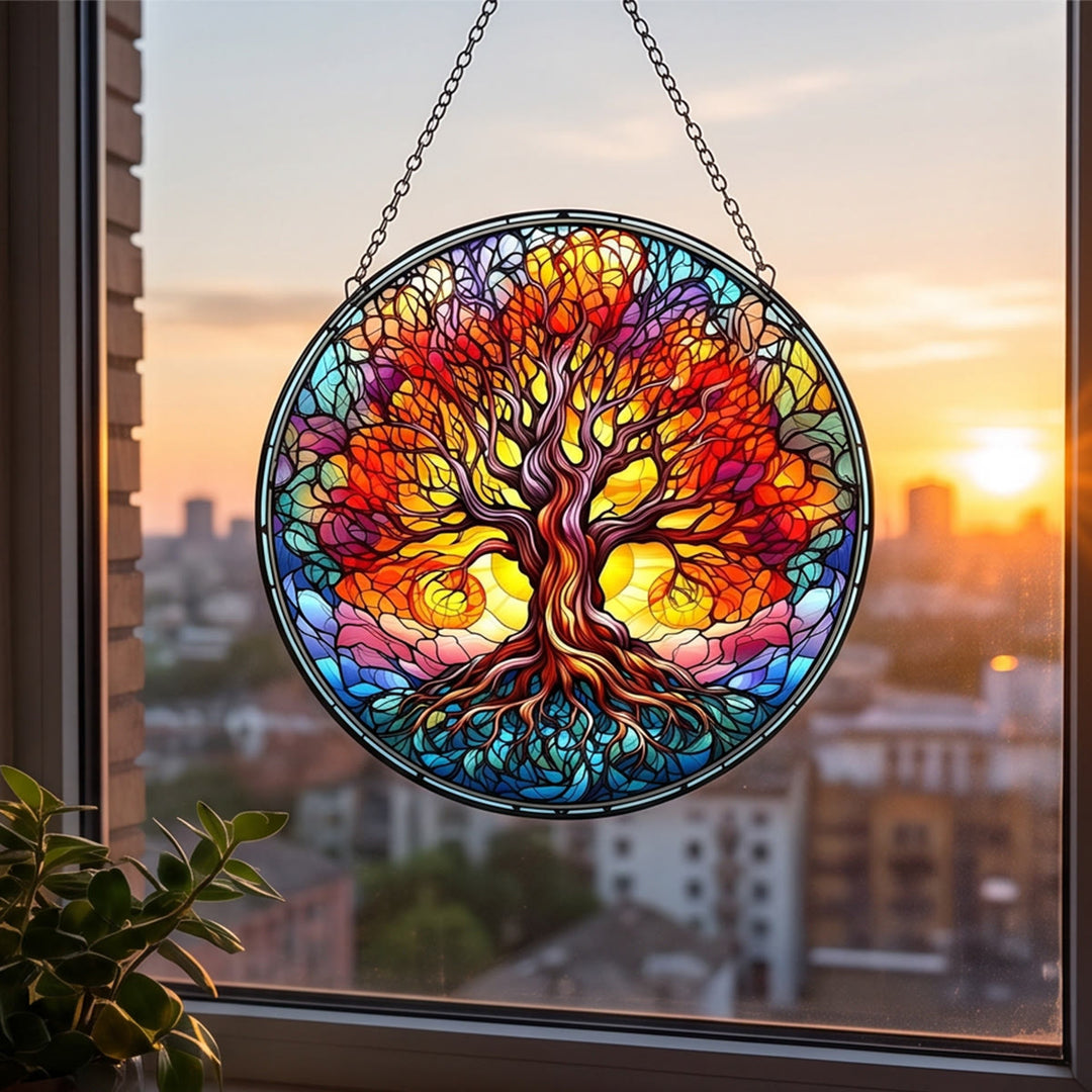 Attrape-soleil en vitrail Olivenorma Sunset Glow Arbre de Vie - image 2