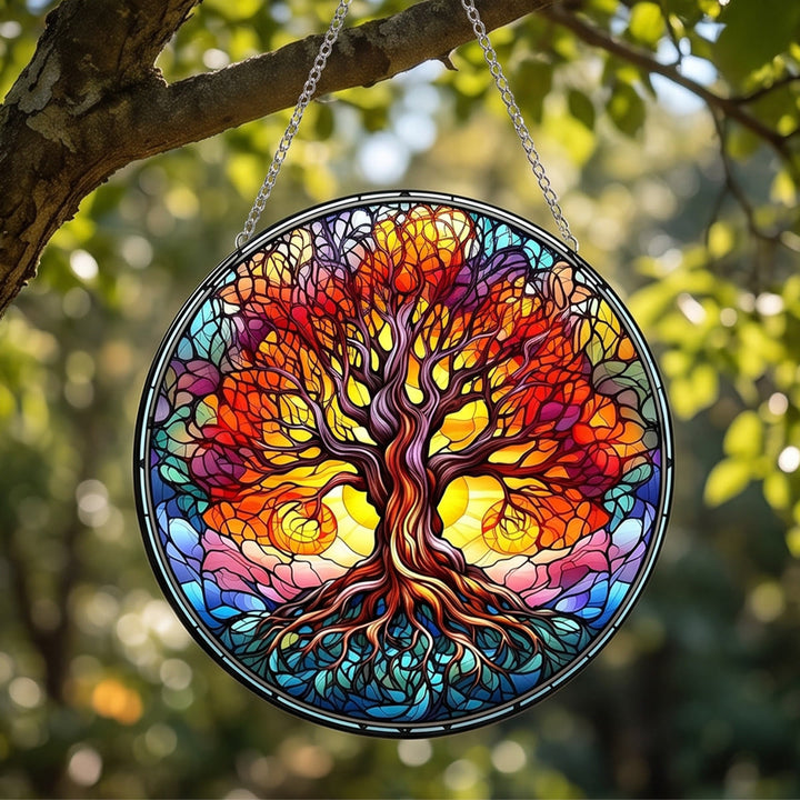 Attrape-soleil en vitrail Olivenorma Sunset Glow Arbre de Vie - image 3