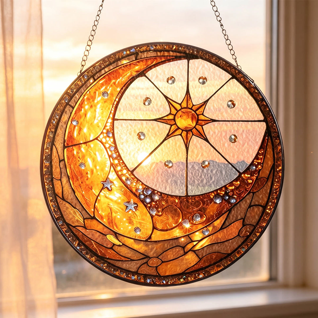 Attrape-soleil en vitrail Olivenorma Lune et Soleil Célestes - image 2