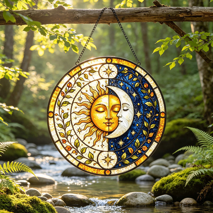 Attrape-soleil en vitrail Soleil et Lune Olivenorma - image 3