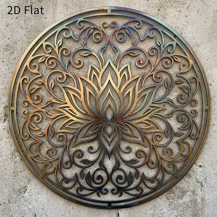 Décoration murale en métal 2D Olivenorma Lotus Mandala Hollow Vine - 38 cm x 38 cm x 1,2 mm - image 0
