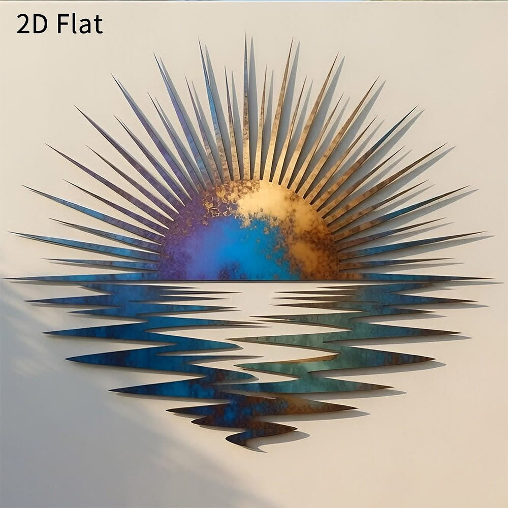 Décoration murale en métal 2D Olivenorma Gradient Sunrise Ocean Reflection - 38 cm x 38 cm x 1,2 mm - image 0