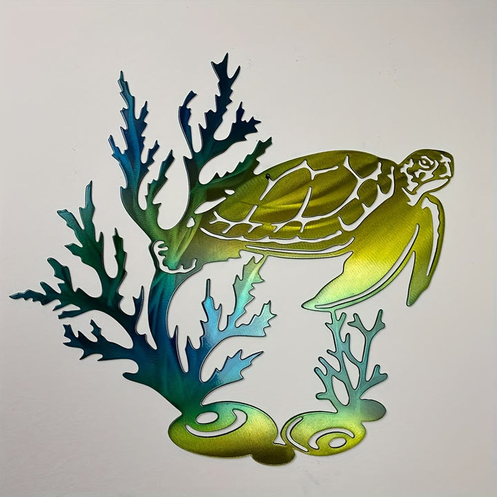 Décoration murale en métal 2D Olivenorma Corail Dégradé Tortue de Mer Creuse - image 1
