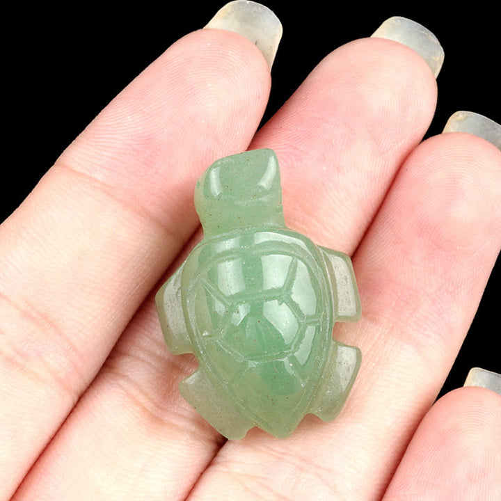 Sculpture de tortue en cristal naturel Olivenorma , décoration en pierre précieuse avec carte - Aventurine verte - Avec carte - image 9