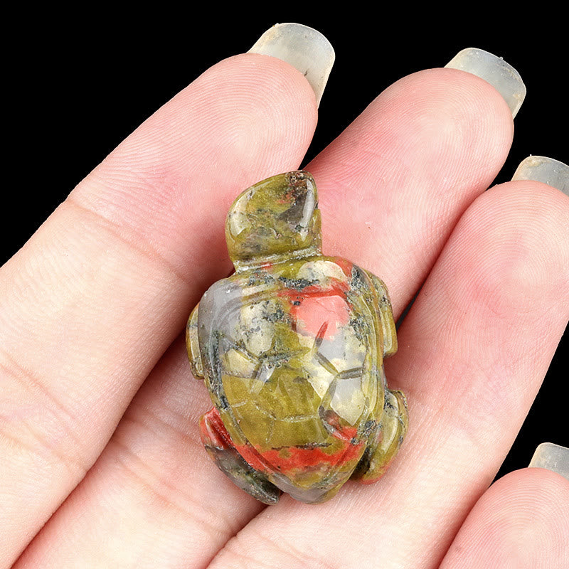 Sculpture de tortue en cristal naturel Olivenorma , décoration en pierre précieuse avec carte - Unakite - Avec carte - image 25