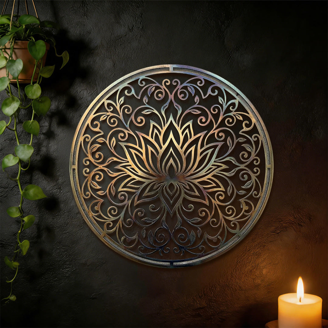 Décoration murale en métal 2D Olivenorma Lotus Mandala Hollow Vine - image 5