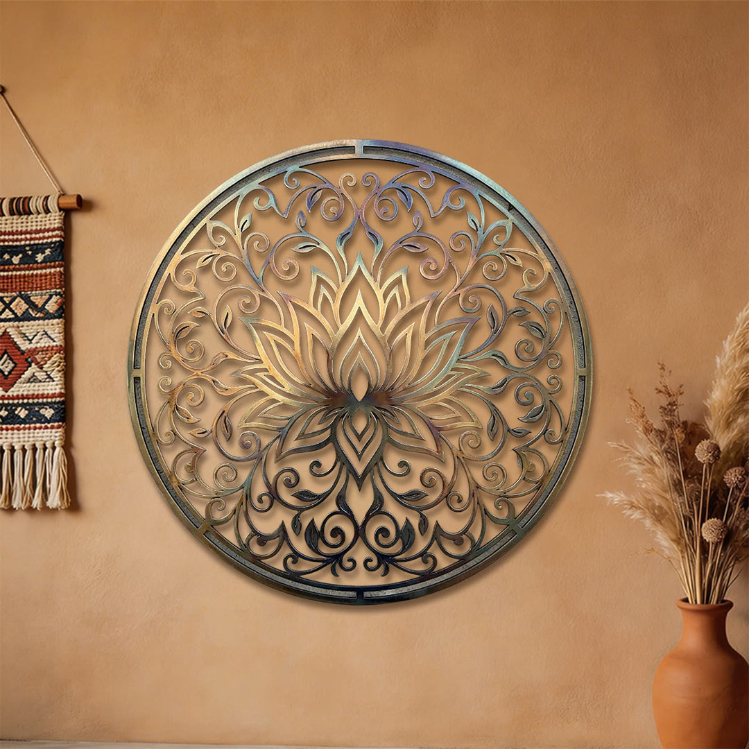 Décoration murale en métal 2D Olivenorma Lotus Mandala Hollow Vine - image 3