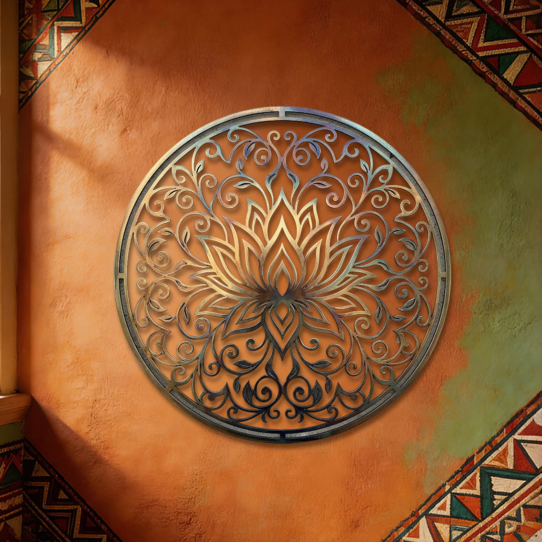 Décoration murale en métal 2D Olivenorma Lotus Mandala Hollow Vine - image 4