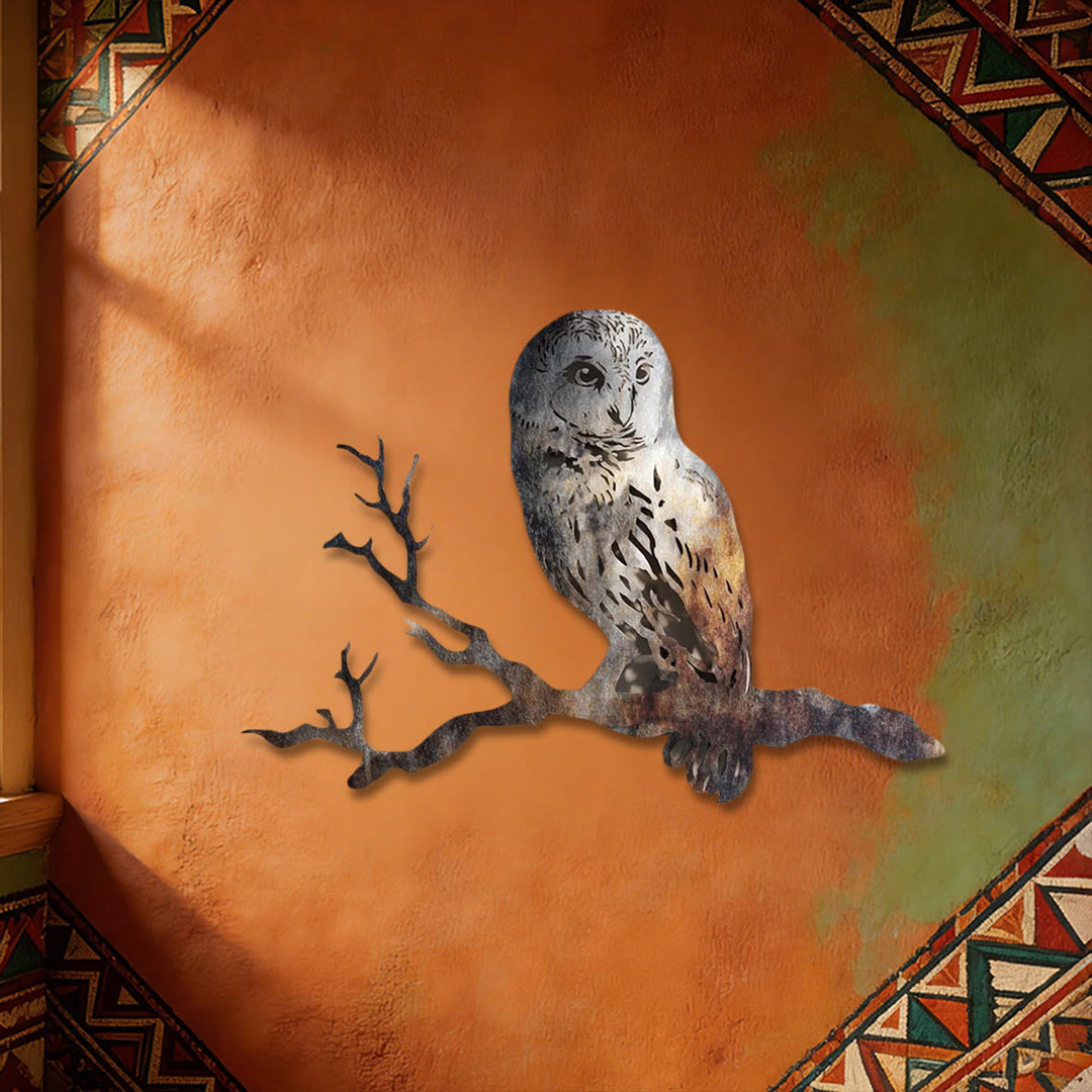 Décoration murale en métal ajouré 2D Olivenorma Hibou rustique sur branche - image 3
