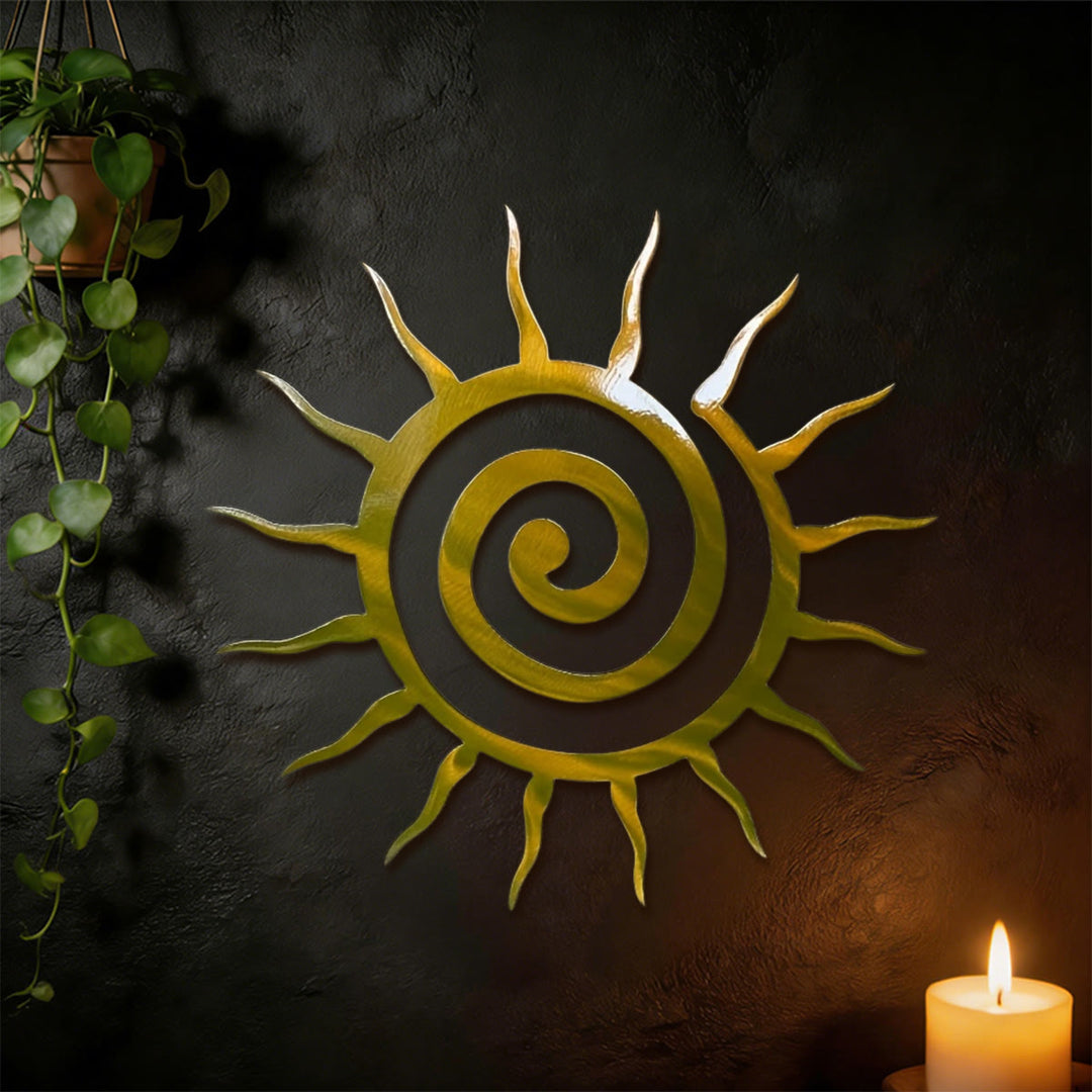Décoration murale en métal 2D Olivenorma Golden Spiral Sun Ray Hollow - image 4