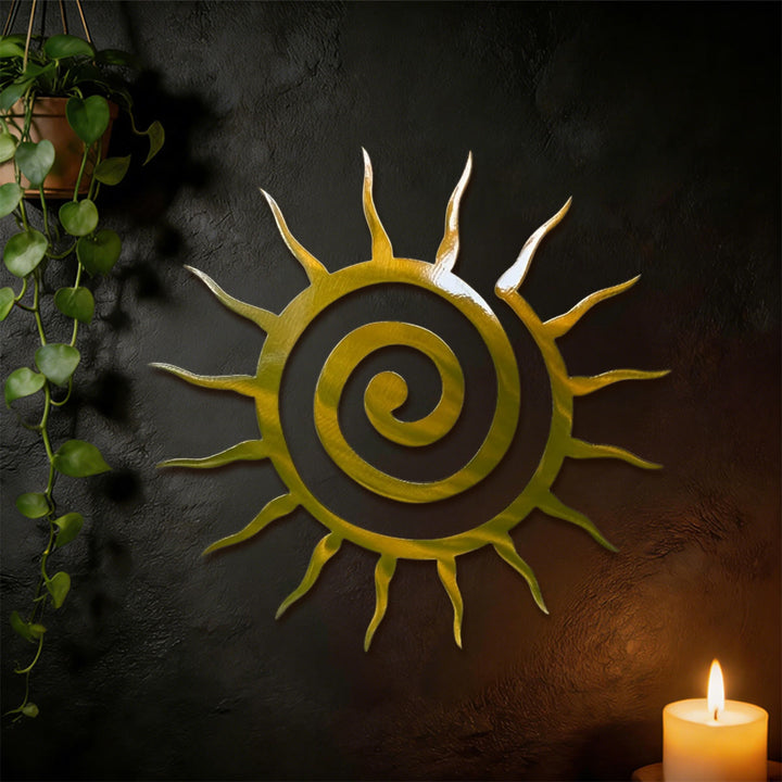 Décoration murale en métal 2D Olivenorma Golden Spiral Sun Ray Hollow - image 4