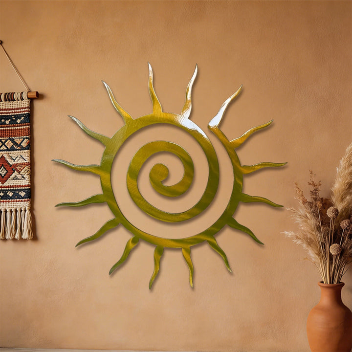 Décoration murale en métal 2D Olivenorma Golden Spiral Sun Ray Hollow - image 2