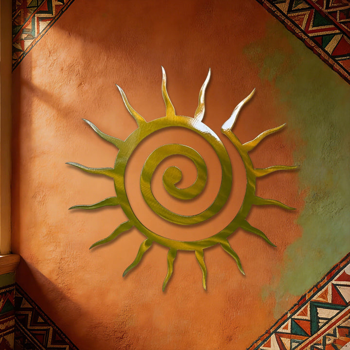 Décoration murale en métal 2D Olivenorma Golden Spiral Sun Ray Hollow - image 3