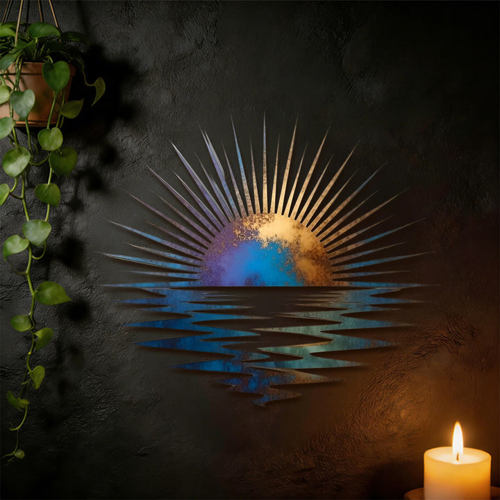 Décoration murale en métal 2D Olivenorma Gradient Sunrise Ocean Reflection - image 5