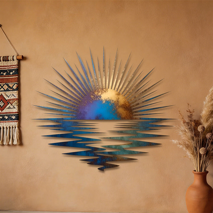 Décoration murale en métal 2D Olivenorma Gradient Sunrise Ocean Reflection - image 3