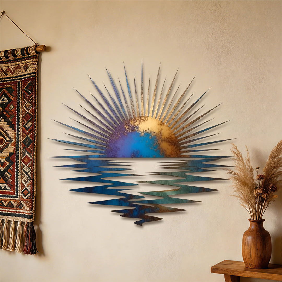Décoration murale en métal 2D Olivenorma Gradient Sunrise Ocean Reflection - image 1