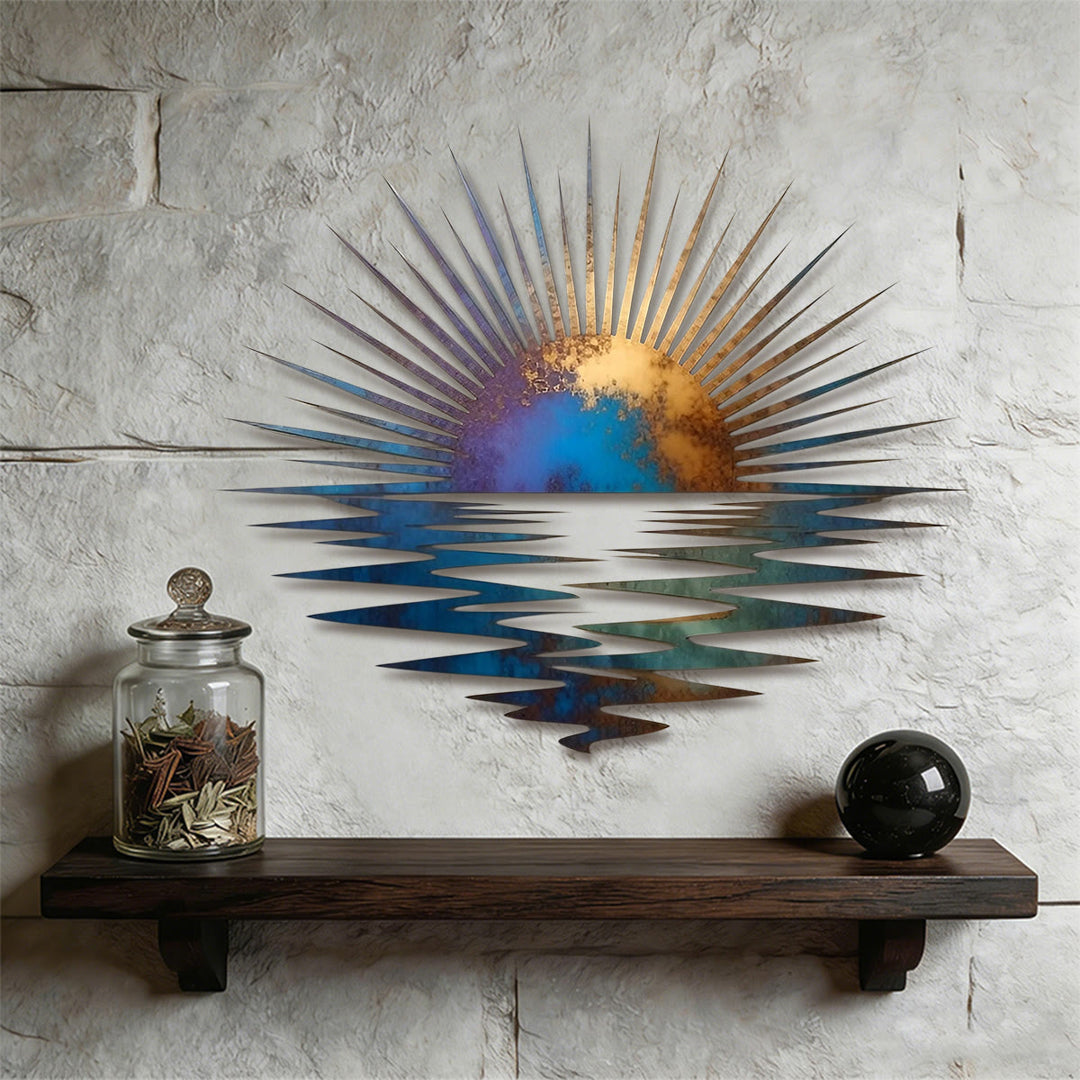 Décoration murale en métal 2D Olivenorma Gradient Sunrise Ocean Reflection - image 2