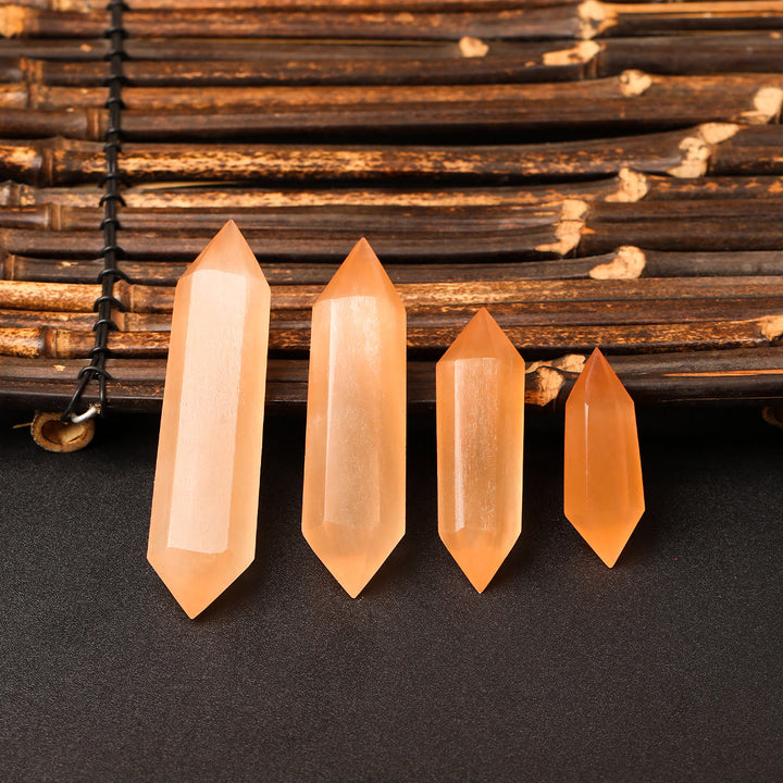 Tour de baguette en cristal de sélénite orange hexagonale à pointe unique Olivenorma - image 2