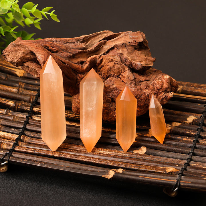 Tour de baguette en cristal de sélénite orange hexagonale à pointe unique Olivenorma - image 1