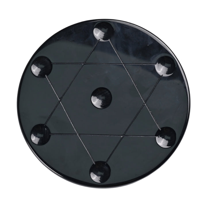 Plaque de chargement en sélénite naturelle Olivenorma gravée de l'étoile de David - Obsidienne - 12 x 12 x 1 cm / 4,72 x 4,72 x 0,4 pouce - image 5
