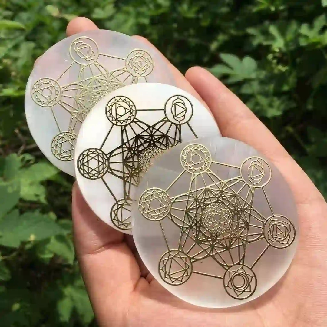 Cube Metatron Olivenorma, plaque de recharge en sélénite gravée des 7 chakras - image 5