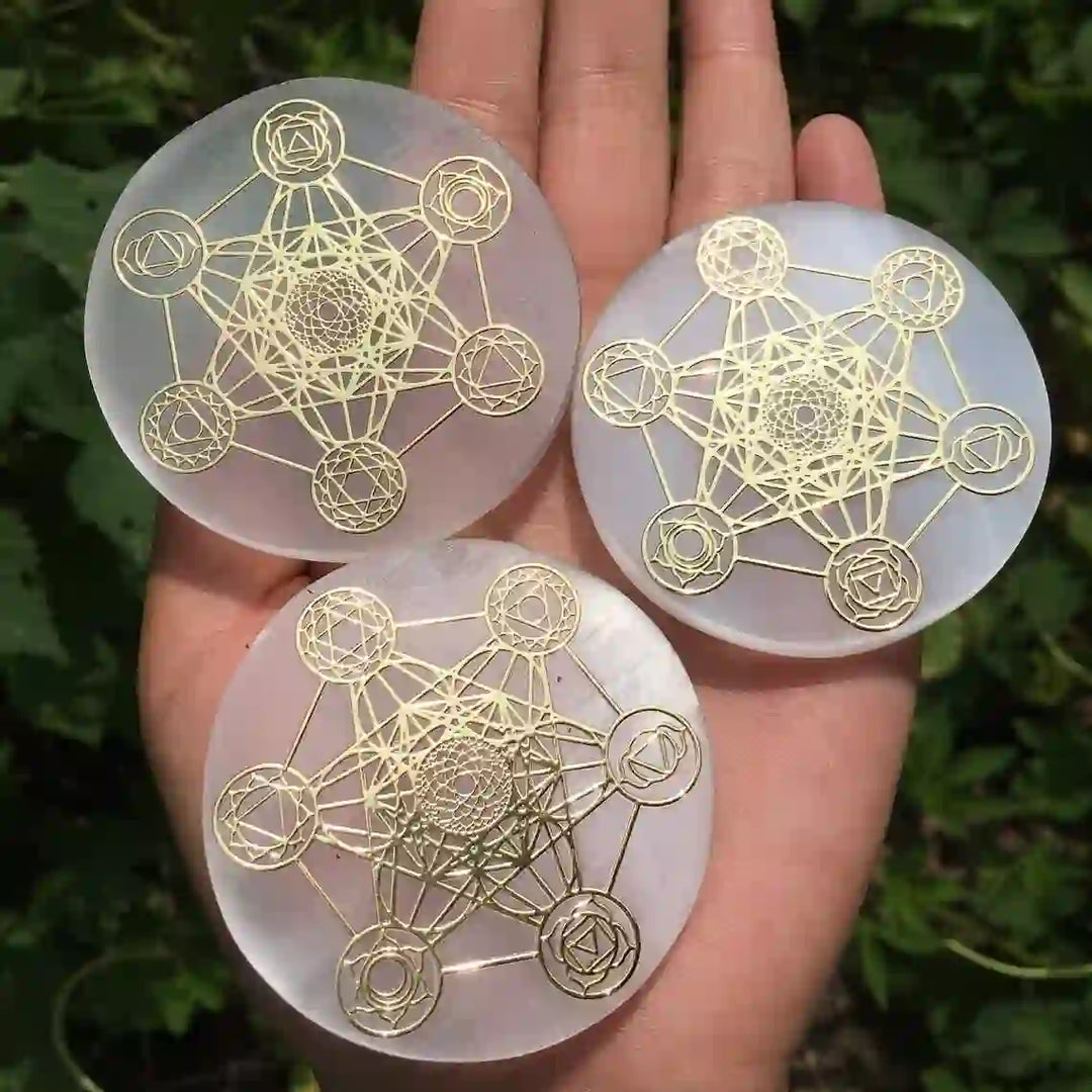 Cube Metatron Olivenorma, plaque de recharge en sélénite gravée des 7 chakras - image 7