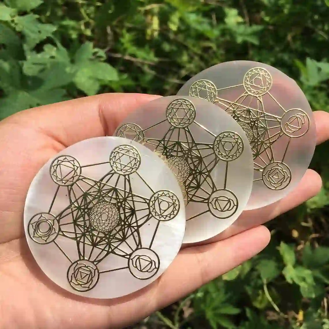 Cube Metatron Olivenorma, plaque de recharge en sélénite gravée des 7 chakras - image 6