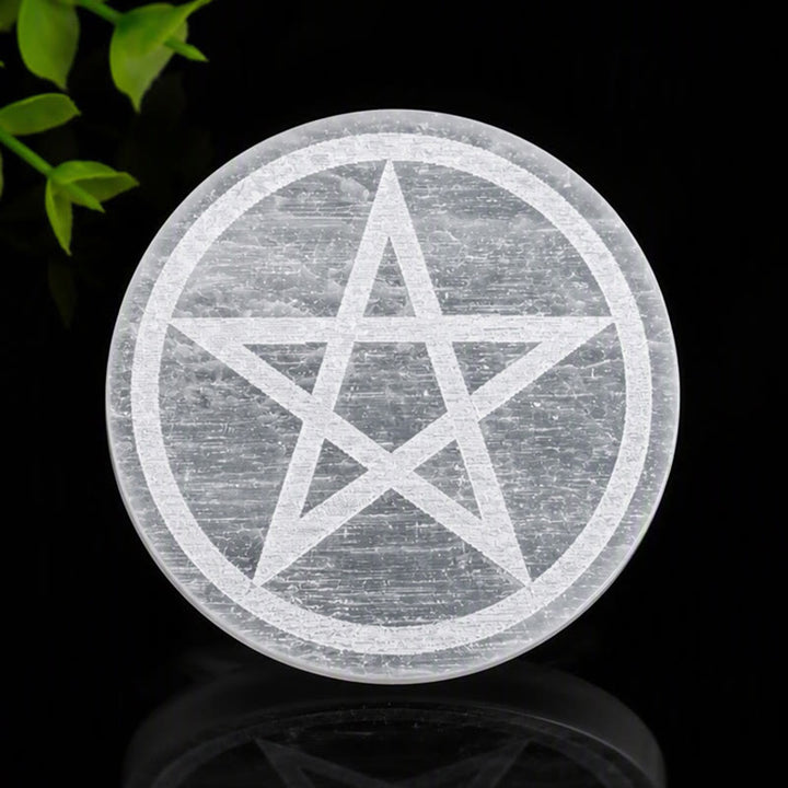 Plaque de chargement en sélénite gravée d'un pentagramme Olivenorma - image 1