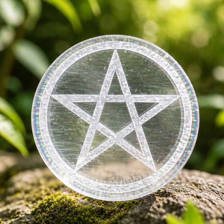 Plaque de chargement en sélénite gravée d'un pentagramme Olivenorma - Pentacle - image 0