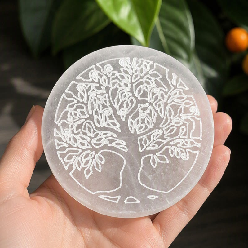 Plaque de chargement en sélénite gravée Olivenorma Arbre de Vie - Arbre de la vie - image 0