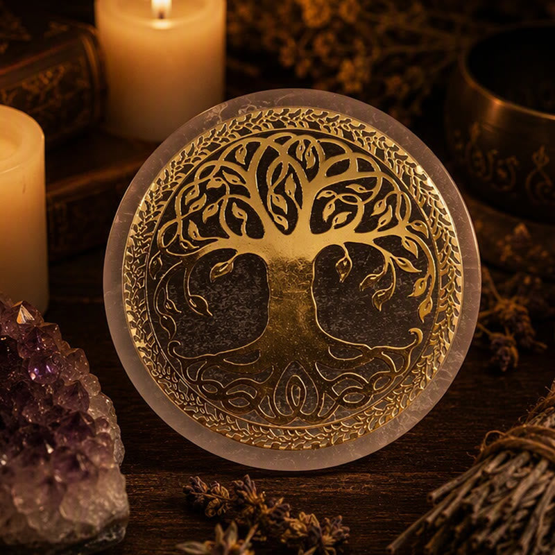 Plaque de chargement en sélénite Olivenorma Golden Tree of Life Symbol - image 4