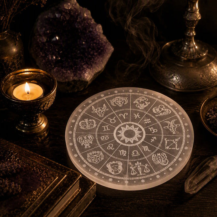 Plaque de chargement en sélénite gravée Olivenorma Zodiac Wheel - image 4