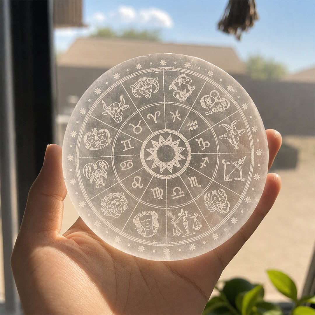 Plaque de chargement en sélénite gravée Olivenorma Zodiac Wheel - image 3