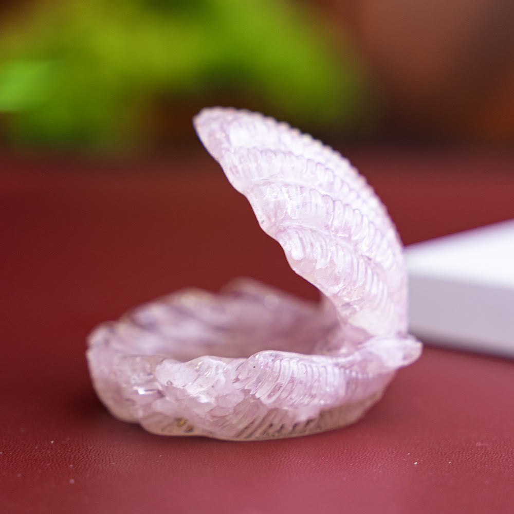 Ornement de bureau en coquillage de cristal naturel rempli de résine Olivenorma - Quartz rose - image 4
