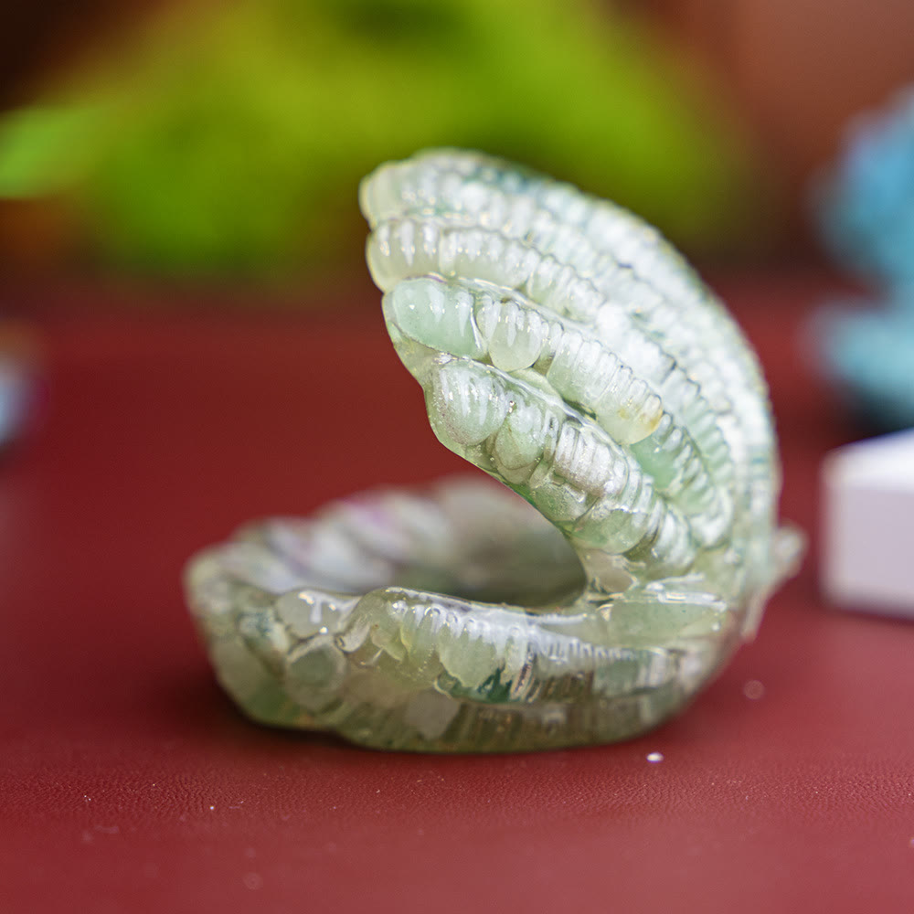 Ornement de bureau en coquillage de cristal naturel rempli de résine Olivenorma - Aventurine verte - image 16