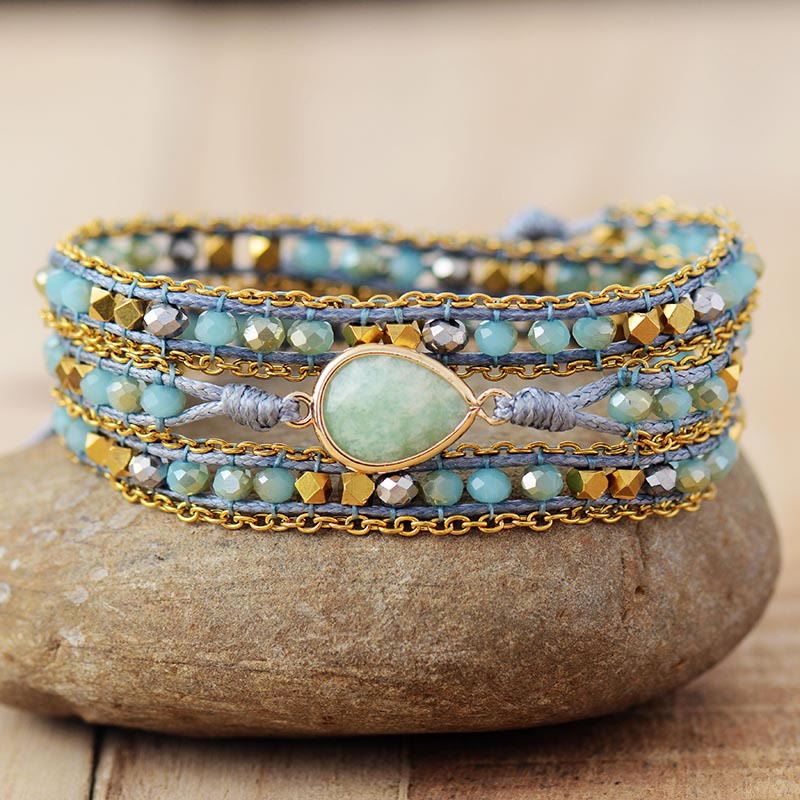 Bracelet Olivenorma en amazonite tressée, symbole d'harmonie - Amazonite - image 0