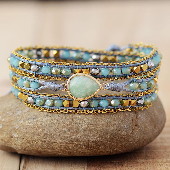 Bracelet Olivenorma en amazonite tressée, symbole d'harmonie - Amazonite - image 0