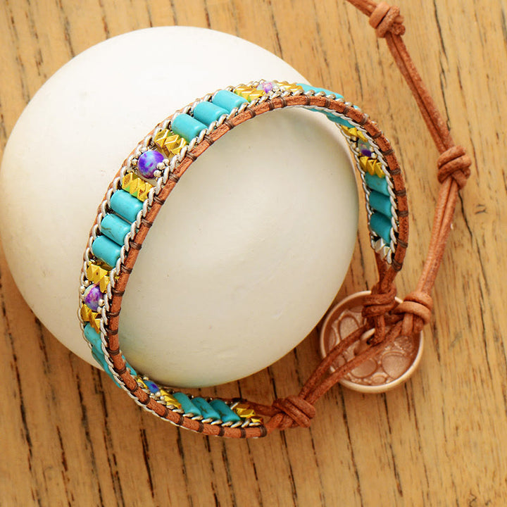 Bracelet Olivenorma Turquoise Boho Tissé Symbole de Vitalité - image 3