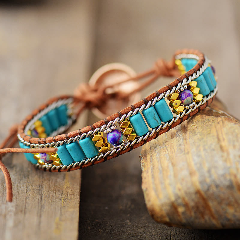Bracelet Olivenorma Turquoise Boho Tissé Symbole de Vitalité - image 1