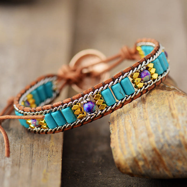 Bracelet Olivenorma Turquoise Boho Tissé Symbole de Vitalité - image 1