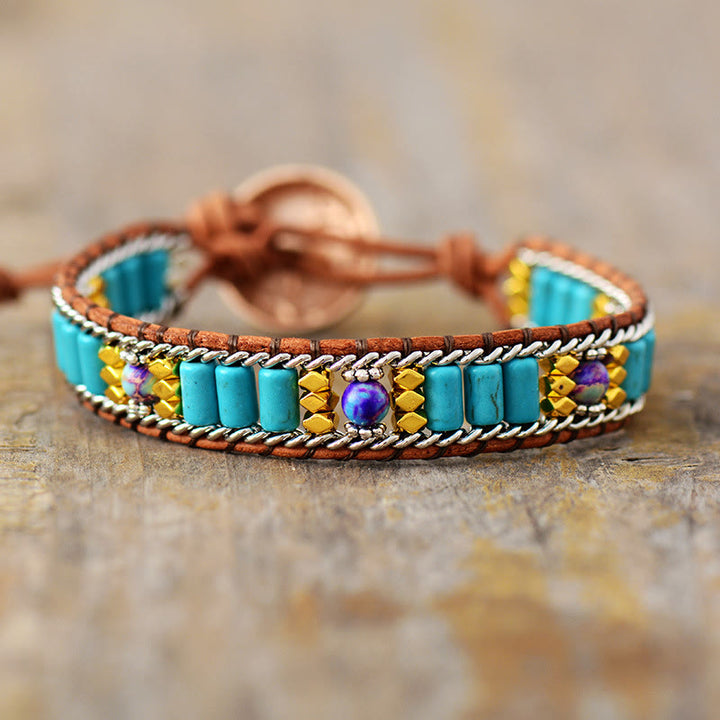 Bracelet Olivenorma Turquoise Boho Tissé Symbole de Vitalité - image 2