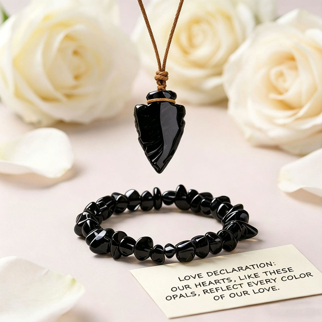 Bracelet Olivenorma avec pendentif cœur en cristal, symbole d'amour - Obsidienne - image 9