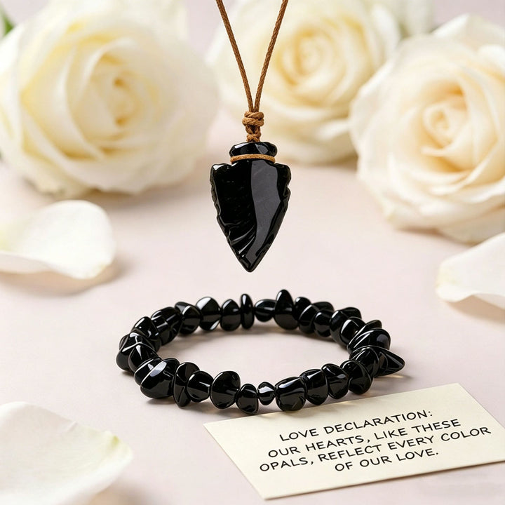 Bracelet Olivenorma avec pendentif cœur en cristal, symbole d'amour - Obsidienne - image 9