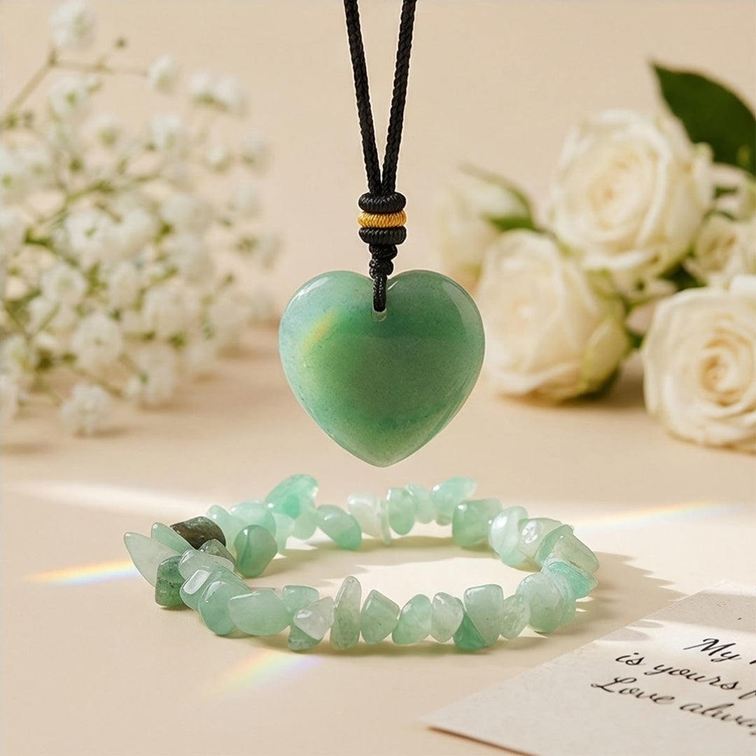 Bracelet Olivenorma avec pendentif cœur en cristal, symbole d'amour - Aventurine verte - image 17