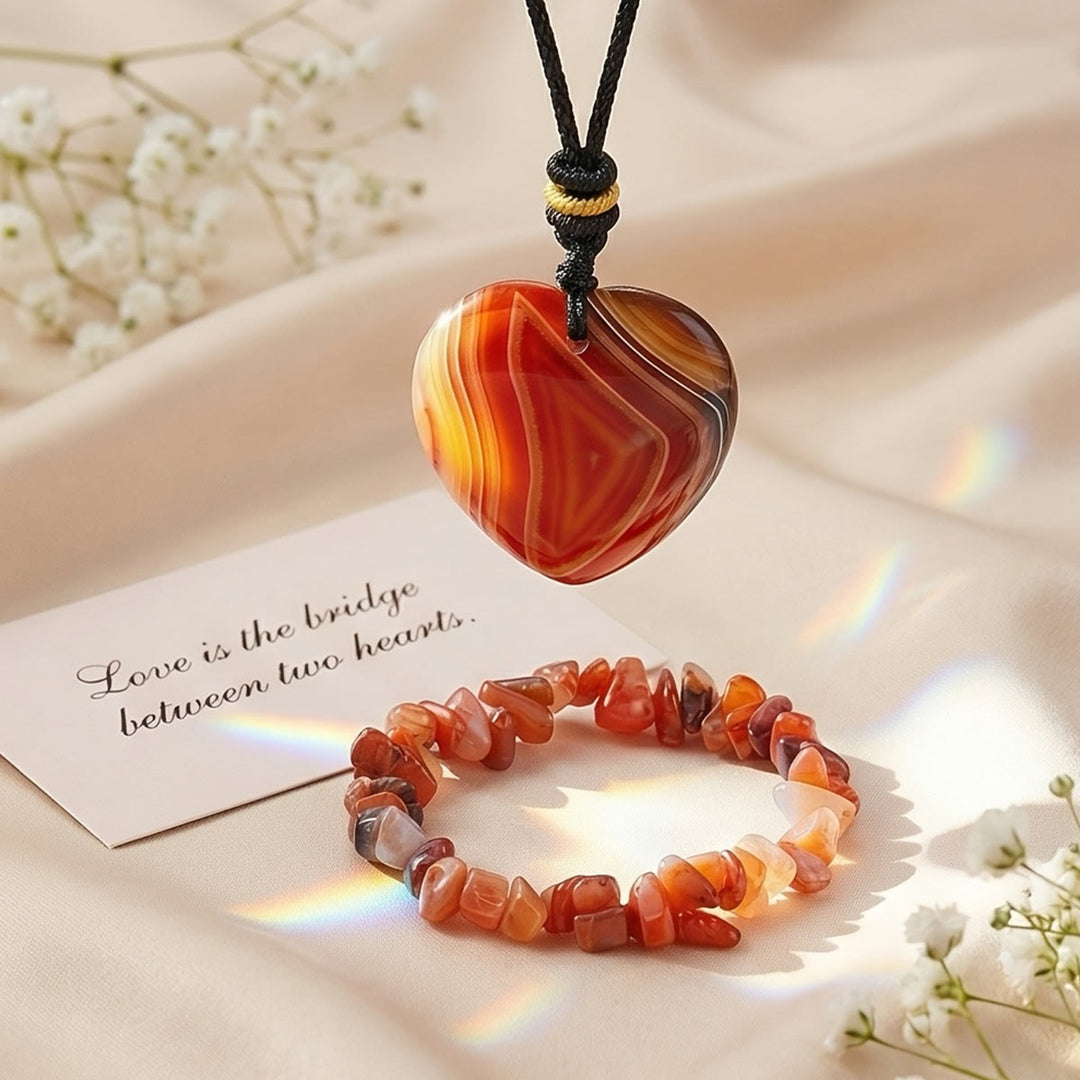 Bracelet Olivenorma avec pendentif cœur en cristal, symbole d'amour - Agate rouge - image 15